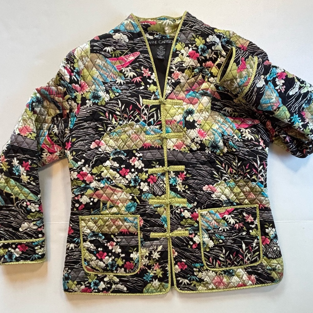 Anne Carson Quilted Silk Asian Japanese Style Jacket/Blazer Women’s size XL